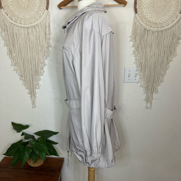 Lafayette 148 grayish beige long line belted windbreaker jacket XL - Picture 2 of 5